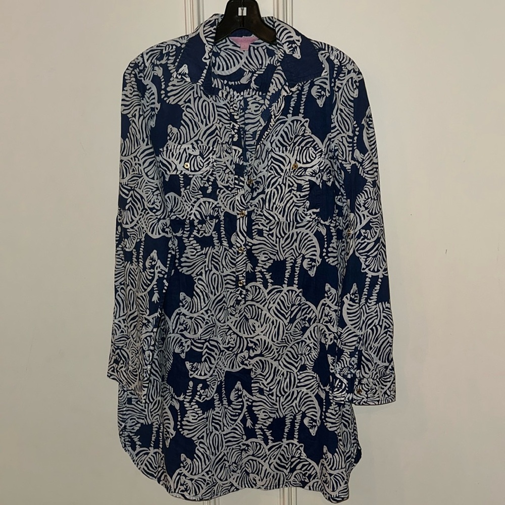 Lily Pulitzer Zebra Print Lightweight Popover Siz… - image 1